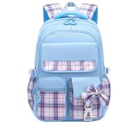 Girls Backpack Plaid Pattern,School Bag Large Capacity Cute Kids,Waterproof with Laptop Compartment Backpack,Sweet PrincessBackpack,Teen Girls School Backpacks for Primary Junior University(Blue)