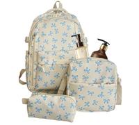 Girls Backpack Set, 3 Pieces Cartoon Large Capacity Bookbag