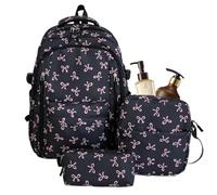 Girls Backpack Set, 3 Pieces Cartoon Large Capacity Bookbag