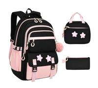 Girls Backpack with Lunch Box with Pencil Case Cute Star 3 Piece