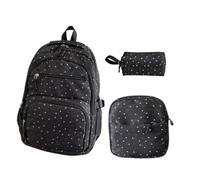 Girls Backpack with Pencil Case, Large Floral Waterproof Briefcase, Black | With lunch bag and school backpack for students outdoor hiking gym and sports