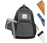 Girls Backpack with Purse Aesthetic Waterproof Lightweight Cute Bag, black