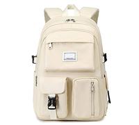 Girls Backpacks School Bags, Large Capacity School Bags for Girls Secondary Middle High School, Multi-Pocket Backpack Rucksack Waterproof School Backpacks for Teenage Girls Children (Beige)