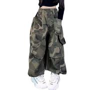 Girls Baggy Camouflage Joggers Wide Leg Cargo Sweatpants Teen Oversized Elastic High Waisted Trousers with Pockets School Comfortable Trendy Pants Casual Loose Activewear