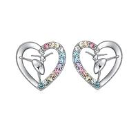 Girls Ballet/Ballerina/Gymnastics Stud Earrings Gifts,Dance Recital Gifts For Girls Rainbow Dance Gifts Heart Dance Earrings for Girls, Copper, No Gemstone