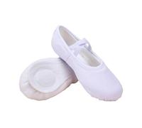 Girls Ballet Shoes Ballroom Dance Shoes, Fleece Split Leather Sole Canvas Yoga Gymnastic School Shoes Slippers Professional Basic Practice Outfit White Size 1