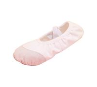 Girls Ballet Shoes Canvas Ballet Dance Slippers Split Sole Dance Flats Thickened Cotton Lining Ballerina Shoes with Cross Elastic Straps for Toddlers Kids White