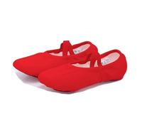 Girls Ballet Shoes Canvas Ballet Slipper Leather Split Sole Gymnastic Dance Flat Shoes for Women Children Adults Thickened C0tton Ballerina Shoes with Crossing Elastic Straps for (Red-a, 3 Big Kids)