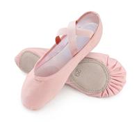 Girls Ballet Shoes Canvas Ballet Slipper Leather Split Sole Gymnastic Dance Flat Shoes for Women Children Adults Pink 6.5 UK Child