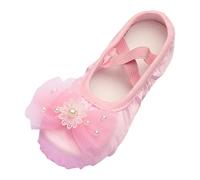 Girls Ballet Shoes Gymnastic Dance Flats with Crossing Elastic Straps Ballerina Shoes for Girls Pink
