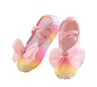 Girls Ballet Shoes Leather Split Sole Ballet, Kids Toddler Bow Tie Slippers Ballroom Dance Shoes Yoga Gymnastic Flats Wide Fit Pumps Elastic Practice Outfit Pink Size 7