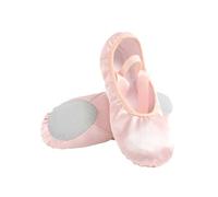 Girls Ballet Shoes Rainbow Glitter Split Sole Ballet Shoes Dance Shoes with Elastic Band for Toddlers/Little Kids/Big Kids, Pink Ballet Pink, 1.5 Big Kid