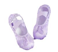 Girls Ballet Shoes Satin Dance Practice Slipper Soft Leather Sole Ballerina Flat Yoga Gymnastics Shoes for Dance Performance Gymnastics(Purple,32)