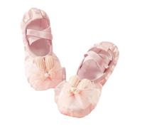 Girls Ballet Shoes Satin Dance Practice Slipper Soft Leather Sole Ballerina Flat Yoga Gymnastics Shoes for Dance Performance Gymnastics(Pink A,27)