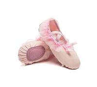 Girls Ballet Shoes Soft Canvas Dance Slippers for Little Kid/Big Kid Lace Ballerina Girl Split Soles for Dance Practice or Performance(Light Pink,44)