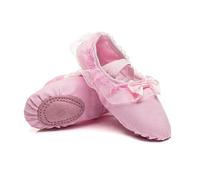 Girls Ballet Shoes Soft Canvas Dance Slippers for Little Kid/Big Kid Lace Ballerina Girl Split Soles for Dance Practice or Performance(Pink,37)
