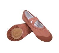 Girls Ballet Shoes Solid Color Lightweight Shoes Elastic Strap Soft Soled Footwear Split Sole Flat Gymnastics Dancing Ballet Footwear for Dance Training and Performance Brown