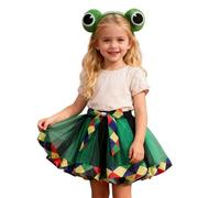 Girls Ballet Tutu Skirt and Headband Set for Dance Performance Party Dress Up Costume Play Sparkly Green White Pink Skort Fancy Kids