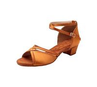 Girls Ballroom Dance Shoes Kids Latin Salsa Peep Toe Low Heel Tango Cha-cha Wedding Evening Dancing Shoes Little Girls Practice Court Shoes Character Jazz Practice Dancing Sandals for Beginners