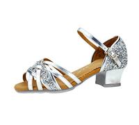 Girls Ballroom Dance Shoes Kids Latin Salsa Peep Toe Low Heel Tango Cha-cha Wedding Evening Dancing Shoes Big/Little Girls Practice Court Shoes Character Jazz Practice Dancing Sandals for Beginners