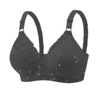 Girls Bandeau Bra Women's Large Size Thin No Wire Gathered Breast Adjustment Printed Comfortable Breathable Bra Supportive Strapless Bra (Grey, 42)