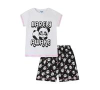 Girls Barely Awake Panda Short Cotton Pyjamas Black and White (13-14 Years)