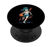 Girls Basketball Player in Motion Graphic Kids Girl PopSockets Adhesive PopGrip