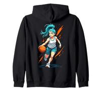 Girls Basketball Player in Motion Graphic Kids Girl Zip Hoodie