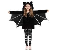 Girls Bat Wing Cape Halloween Costume Cute Animal Cosplay Outfit for Kids Party Stage Performance (A1-White, 100)