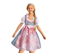 Girls Bavarian Dirndl Dress Kids Oktoberfest Costume Traditional German Fancy Dress for Carnival Party Cosplay Age 3-12