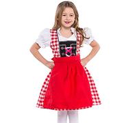 Girls Bavarian Dirndl Dress Kids Oktoberfest Costume Traditional German Fancy Dress for Carnival Party Cosplay Age 3-12