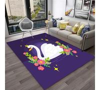 Girl'S Bedroom Carpets 3D Printed Cartoon Animal Swan Carpet Girly Room Floor Decorative Large Rugs Cartoon Kids Room Play Crawl Mat Flannel Memory Foam Area Rug For Living Room 60 X 90-866407093196