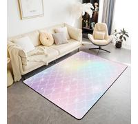 Girl'S Bedroom Carpets 3D Printed Mermaid Scales Carpet Girly Room Floor Decorative Large Rugs Cartoon Kids Room Play Crawl Mat Flannel Memory Foam Area Rug For Living Room 140 X 200 Cm -35545335763