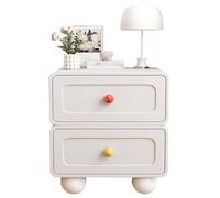 Girls' Bedroom Color Matching Bedside Table, Simple Art Night Stand With Double Drawers, Ceramic Handle/gift, Easy To Assemble(B)