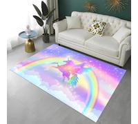 Girls Bedroom Rug Rainbow Moon Magic Unicorn 3D, Area Rugs For Living Room, Girls Indoor Game Zone Floor Mat, Non-Slip Washable Bedside Runners Carpet Bath Mat, 160x200 cm, Color 2