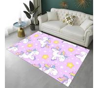 Girls Bedroom Rug Rainbow Moon Magic Unicorn 3D, Area Rugs For Living Room, Girls Indoor Game Zone Floor Mat, Non-Slip Washable Bedside Runners Carpet Bath Mat, 80x160 cm, Color 4