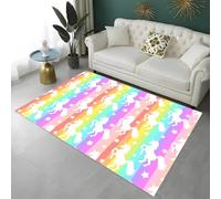 Girls Bedroom Rug Rainbow Moon Magic Unicorn 3D, Area Rugs For Living Room, Girls Indoor Game Zone Floor Mat, Non-Slip Washable Bedside Runners Carpet Bath Mat, 50x80 cm, Color 6