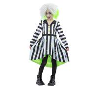 Girls Beetlejuice Costume Kid Hallowen Horror Movie Character Fancy Dress Outfit