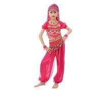 Girls Belly Dance Costume Dance Outfits Kids Indian Belly Dance Girls Performance Outfits Pants Top Waist Chain Wristbands Bracelets Belly Dancing Costume Set Oriental Stage Halloween Carnival All Set