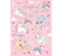 Girls Birthday Card for Her - Magical Unicorn and Rainbow Design - Special Finishes - Made in the UK - Eco-Friendly