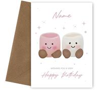 Girls Birthday Card - Plush Marshmallows - Personalised JellyCat Style Cards for Daughter Granddaughter Sister Niece or Little Girl - Adorable Collectable Marshmallows - Birthday Card for Girls