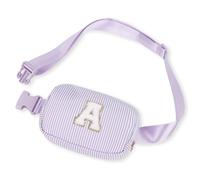 Girls Birthday Gifts Crossbody Bag, Initial Bum Bag Ladies Fashion BumBag Personalized Makeup Bag, Initial Fanny Pack for Women Girlfriend Teacher Birthday Christmas Graduation Gifts (A, Purple)