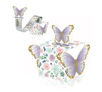 Girls Birthday Money Box for Cash Gift,Purple Butterfly Pull Surprise Money Gift Box for Girls and Women Presents,Birthday Gift Money Box Money Presentation Box for Cash Gifts
