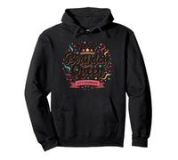 Girls Birthday Queen Celebration Crown Festive Party Pullover Hoodie, Adult Unisex, Black, S