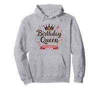 Girls Birthday Queen Celebration Crown Festive Party Pullover Hoodie, Adult Unisex, Heather Grey, S