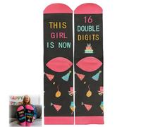 Girls Birthday Socks - Cute colourful cotton socks for girls aged 5-10. Fun “Happy Birthday to Me” design, soft & warm, gift box, perfect present.