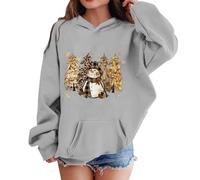 Girls Black Long Sleeve Top Hoodies Kids Hoodie Xmas Jumper Red Girl 11 Years Old Gifts Winter Fleece Lined Hooded Pullover Casual Print Sweatshirt with Pocket Cozy Soft Outerwear for