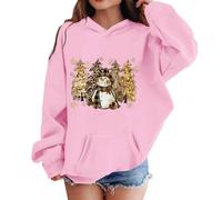 Girls Black Long Sleeve Top Hoodies Kids Hoodie Xmas Jumper Red Girl 11 Years Old Gifts Winter Fleece Lined Hooded Pullover Casual Print Sweatshirt with Pocket Cozy Soft Outerwear for