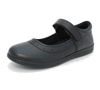 Girls Black Real Leather Instep Strap School Shoes Roamers Size 12