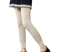 Girls Black Velvet Thickened Thermal Leggings Autumn Winter Warm Nine Point Pants Soft Cotton Outer Wear Casual Tights Daily(Khaki, 8-12Years)